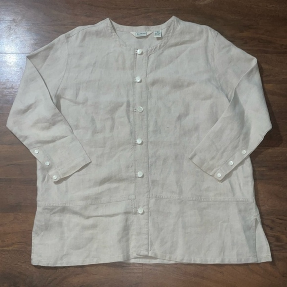 LL Bean 100 linen XL womans petite tunic -